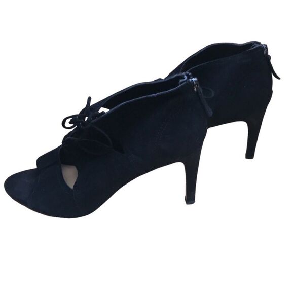 Franco Sarto black suede lace up 4” stiletto open toe size 10M - Picture 6 of 13